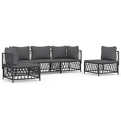 vidaXL Salon de jardin avec coussins 5 pcs anthracite acier