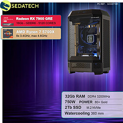 Sedatech PC Gamer Tower • AMD Ryzen 7 5700X • RX 7900 GRE • 32Go RAM • 2To SSD M.2 • sans OS