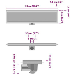 vidaXL Drain de douche avec couvercle 2 en 1 73x14 cm Acier inoxydable pas cher