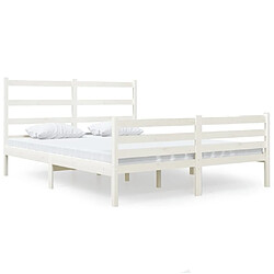 vidaXL Cadre de lit sans matelas blanc bois massif