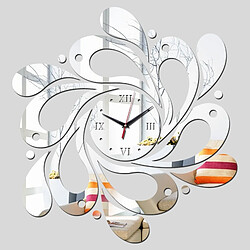 Wewoo Horloge murale 2 PCS Accueil Cristal Acrylique Quartz Miroir Bijoux Pétale Motif Sliver