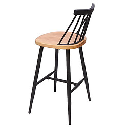 Acheter Mendler 2x tabouret de bar HWC-G69, chaise bar, bois massif, style rétro,métal, avec repose-pied, gastronomie ~ nature