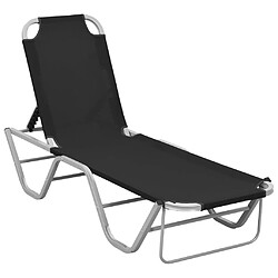 Helloshop26 Transat chaise longue bain de soleil lit de jardin terrasse meuble d'extérieur aluminium et textilène noir 02_0012254