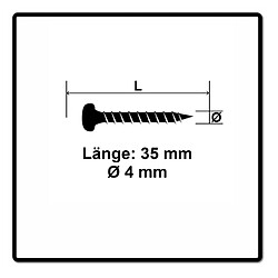 Fischer Vis pour panneaux de particules Power-Fast II FPF II 4.0x35 mm - 200 pièces (670238) Tête cylindrique + Filetage Torx complet, zinguée, passivée bleue