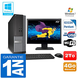 PC DELL 3020 SFF Intel G3220 Ram 4Go Disque 2 To Wifi W7 Ecran 19" - Occasion