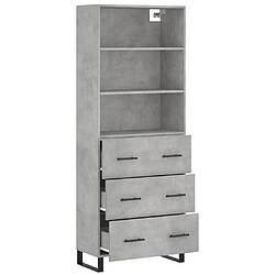 Avis vidaXL Buffet haut Gris béton 69,5x34x180 cm Bois d'ingénierie