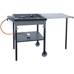 Visiodirect Barbecue Planche à gaz avec Chariot en Acier inoxydable coloris noir - 77 x 53 x 90 cm