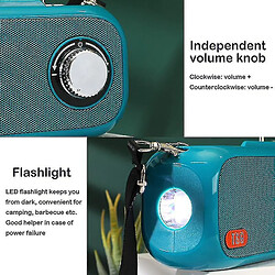 Universal Charge solaire portable Bluetooth haut-parleur FM Radio Wireless Bass Subwoofer Outdoor Enceintes (Green)