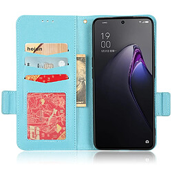 Etui en PU texture litchi, fermoir magnétique avec support et sangle pour Oppo Reno8 Pro + 5G/Reno8 Pro 5G (Global Version) - bleu clair