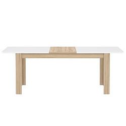 Meubletmoi Table de repas extensible 160/206 cm plateau blanc et bois - ALEXIANE