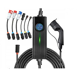 Platinet CHARGEUR VEHICULE ELECTRIQUE - PORTABLE ULTRA RAPIDE 32A - 16kW + CABLE 6M MULTI-CONNECTEURS VERS TYPE 2