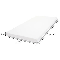 Mendler 10cm Surmatelas en mousse à froid HWC-E63, Couvre-matelas, housse de matelas ~ 90x200cm