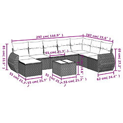 Avis vidaXL Salon de jardin 8 pcs avec coussins noir résine tressée