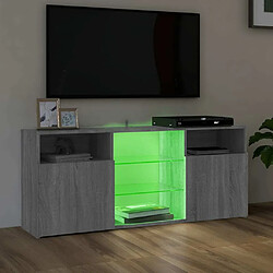 Acheter Maison Chic Meubles TV avec lumières LED - Banc TV pour salon Sonoma gris 120x30x50 cm -MN93350