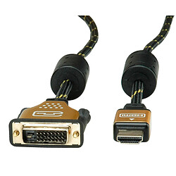 Roline Gold - Videokabel - Dual Link - HDMI / DVI - DVI-D (M) bis HDMI (M) - 3 m - abgeschirmt - Schwarz, Gold - 4K Unterstützung pas cher