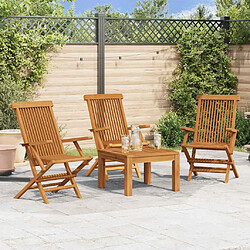 vidaXL Chaises de jardin lot de 3 Bois de teck massif