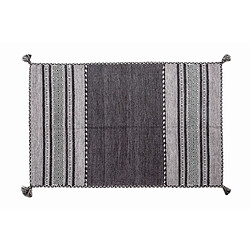 Alter Tapis moderne Kansas, style kilim, 100% coton, noir, 200x140cm