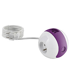 Watt & Co Multiprise Multimédia WATTBALL 2P 16A + 1P 6A + USB 2.1A - Violette