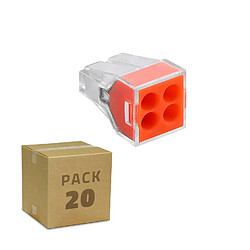 Acheter Ledkia Pack 20 Connecteurs Rapides 4 Entrées 0.75-2.5 mm² Orange