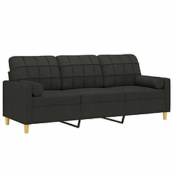 Avis Maison Chic Canapé 3 places avec oreillers,Sofa de Salon,Canapé droit décoratifs noir 180 cm tissu -GKD114330