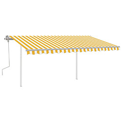 vidaXL Auvent manuel rétractable avec LED 4,5x3,5 m Jaune et blanc