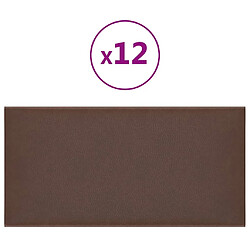 vidaXL Panneaux muraux 12 pcs Marron 30x15 cm Similicuir 0,54 m²