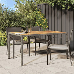 vidaXL Table de jardin 150x90x75 cm Résine tressée bois d'acacia Gris