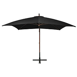 vidaXL Parasol de jardin suspendu avec mât noir bois de sapin massif