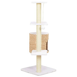 Helloshop26 Arbre à chat griffoir grattoir niche jouet animaux peluché en sisal herbiers marins beige 3702267