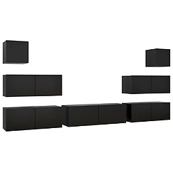 Maison Chic Ensemble de meubles TV 7 pcs | Banc TV Moderne pour salon | Meuble de Rangement - Noir Aggloméré -MN98142