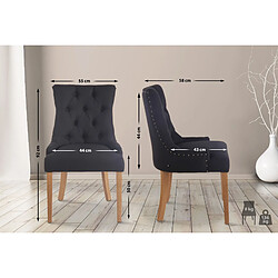 Decoshop26 Lot de 2 chaises de salle à manger avec boutons décoratives assise en tissu noir 10_0001520 pas cher