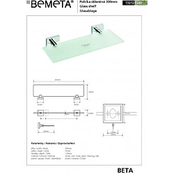 Bemeta - Maison De La Tendance Etagère, tablette murale BETA en verre 30 x5,5 x13cm