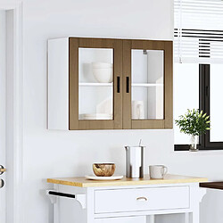 Avis vidaXL Armoire murale de cuisine et porte en verre Porto chêne marron