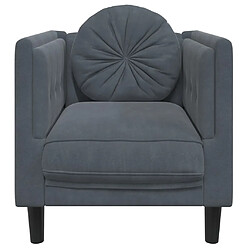 Avis vidaXL Fauteuil avec coussin gris foncé velours