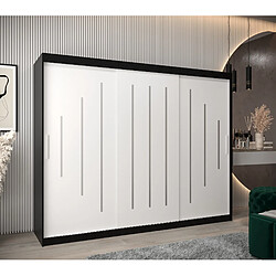 Abiks Meble Armoire YORK À Portes Coulissantes 200/250/62 3 Portes (Noir/Blanc)