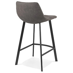 Acheter Alterego Tabouret snack mi-hauteur 'FUJI MINI' en microfibre gris foncé avec pied en métal noir