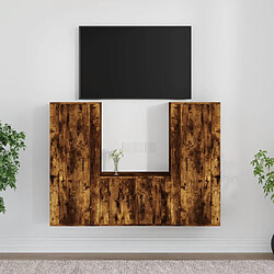 vidaXL Ensemble de meubles TV 3 pcs Chêne fumé Bois d'ingénierie