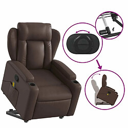 Maison Chic Fauteuil Relax pour salon, Fauteuil inclinable de massage Marron Similicuir -GKD67824 pas cher