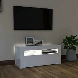 Avis Maison Chic Meubles TV avec lumières LED - Banc TV pour salon blanc brillant 90x35x40 cm -MN25345