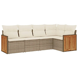 Maison Chic Salon de jardin avec coussins 5 pcs | Ensemble de Table et chaises | Mobilier d'Extérieur beige résine tressée -GKD86513