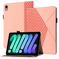 Etui en PU motif de losanges avec porte-cartes et élastique or rose pour votre iPad mini (2021)