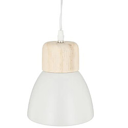 Suspension design en métal et bois coloris blanc - Dim : D.15 x H.17 cm -PEGANE-