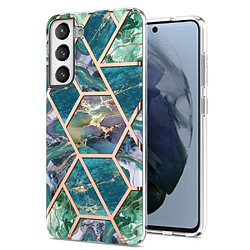 Coque en TPU anti-rayures, 2.0mm, motif marbre, électroplaqué IMD bleu vert pour votre Samsung Galaxy S21 FE 5G