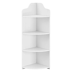 Helloshop26 Étagère d'angle pour salle de bain meuble de rangement avec 4 surfaces de stockage bois composite 90 cm blanc 03_0005173