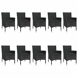 Acheter Maison Chic Mobilier à dîner 11 pcs de jardin avec coussins - Ensemble table et chaises d'extérieur - Salon/Mobilier de jardin classique noir résine tressée -MN55131