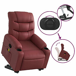 Maison Chic Fauteuil Relax pour salon, Fauteuil inclinable de massage Rouge bordeaux Similicuir -GKD12159 pas cher