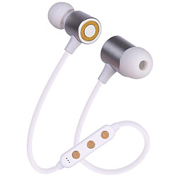 Wewoo Casque d'écoute Bluetooth V5.0 à absorption magnétique des sports portables Carte de support TF (Blanc)