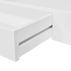 Acheter Maison Chic Étagère murale flottante,Etagère de rangement avec 1 tiroir MDF Blanc Rangement de livres/DVD -MN14175