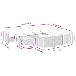 vidaXL Salon de jardin 11 pcs avec coussins beige résine tressée pas cher