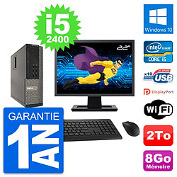 PC Dell 990 SFF Ecran 22" Intel i5-2400 RAM 8Go Disque Dur 2To Windows 10 Wifi - Occasion